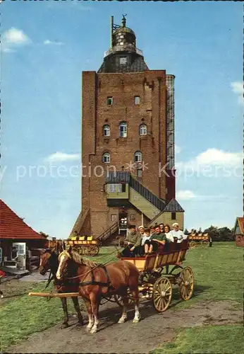 Cuxhaven Nordseebad Leuchtturm der Insel Neuwerk mit Wattwagen Kat. Cuxhaven