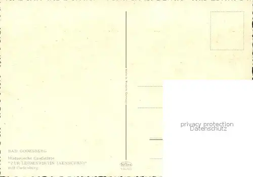 Bad Godesberg Historische Gaststaette Zur Lindenwirtin Aennchen mit Godesburg Kat. Bonn