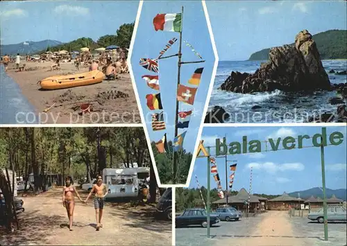 Punta Ala Camping baia verde spiaggia costa Strand Kueste Fahnen