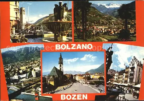 Bolzano Teilansichten Brunnen Kirche Alpen Kat. Bolzano