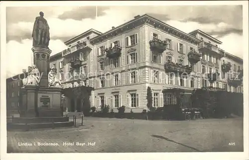 Lindau Bodensee Hotel Bayerischer Hof Denkmal Statue Kat. Lindau (Bodensee)