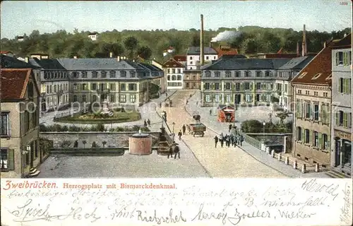 Zweibruecken Herzogsplatz mit Bismarckdenkmal Kat. Zweibruecken