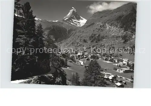 Zermatt VS Panorama Blick zum Matterhorn Walliser Alpen Kat. Zermatt