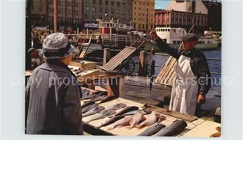 Bergen Norwegen Fishmarket Fischmarkt Kat. Norwegen