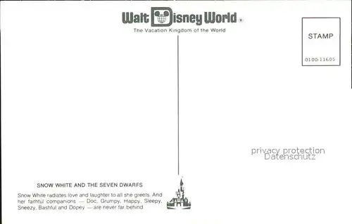 Walt Disney World Schneewittchen und die sieben Zwerge Kat. Lake Buena Vista
