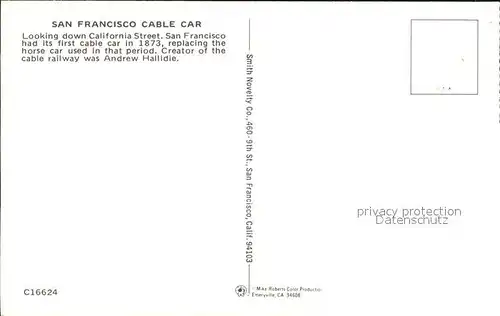 San Francisco California Cable Car California Street Kat. San Francisco