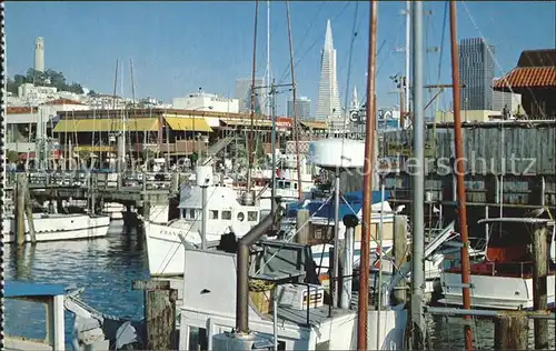 San Francisco California Fishermans Wharf Hafen and Skyline Kat. San Francisco