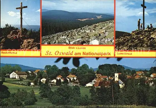 St Oswald Sankt Oswald Riedlhuette Rachelkreuz Blick von Lusen Lusenkreuz Panorama Kat. Sankt Oswald Riedlhuette