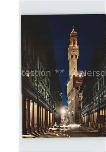 Firenze Toscana Palazzo Vecchio e Galleria Uffizi notturno Kat. Firenze