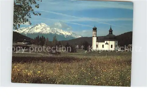 Seefeld Tirol gegen Hocheder Wallfahrtskirche zum Hl. Kreuz Kat. Seefeld in Tirol