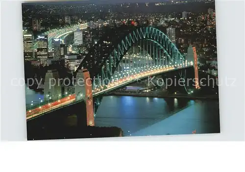 Sydney New South Wales Harbour Bridge at night aerial view Kat. Sydney