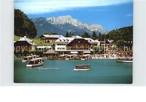 Schoenau Koenigssee Seeplatz am Koenigsee mit Untersberg Berchtesgadener Alpen Kat. Schoenau a.Koenigssee