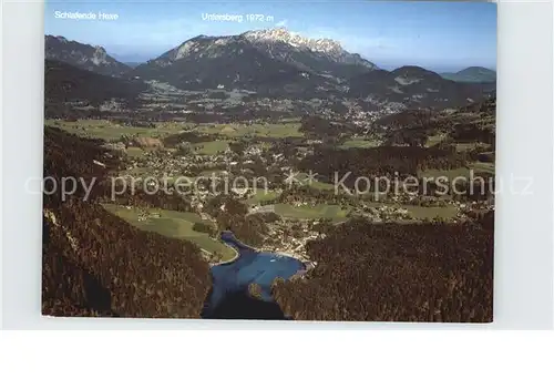Schoenau Koenigssee Blick zum Untersberg Berchtesgadener Alpen Fliegeraufnahme Kat. Schoenau a.Koenigssee