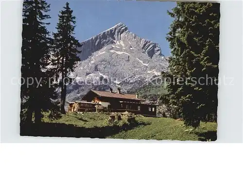 Garmisch Partenkirchen Kreuzalm gegen Alpspitze Huber Karte Nr 8158 Kat. Garmisch Partenkirchen