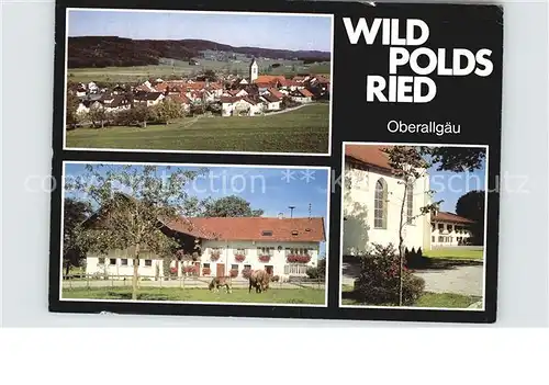 Wildpoldsried Ortsansicht mit Kirche Bauernhof Kat. Wildpoldsried