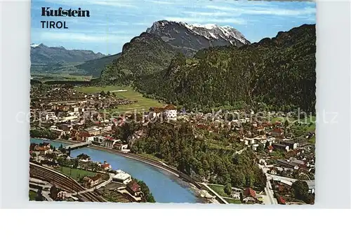 Kufstein Tirol Alpenstadt mit historischer Festung Alpenpanorama Fliegeraufnahme Kat. Kufstein