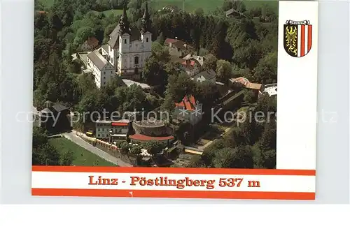 Linz Donau Wallfahrtsbasilika Poestlingberg Fliegeraufnahme Kat. Linz