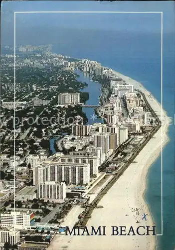 Miami Beach Fliegeraufnahme Strand und Hotels Kat. Miami Beach