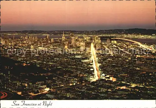 San Francisco California Fliegeraufnahme Skyline at Night Kat. San Francisco