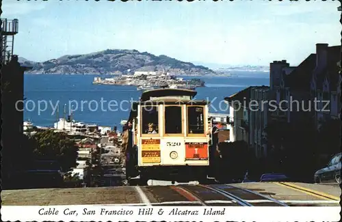 San Francisco California Cable Car Hill and Alcatraz Kat. San Francisco