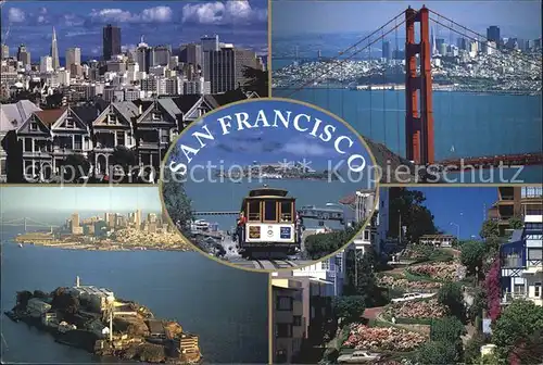 San Francisco California Lombard Street Alcatraz Golden Gate Bridge Cable Car Kat. San Francisco