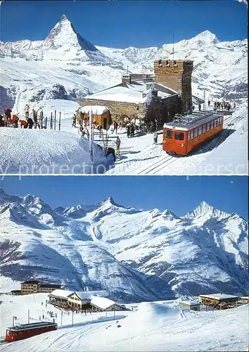 Gornergrat Zermatt Station mit Matterhorn Riffelberg und Rothorn Weisshorn Kat. Gornergrat