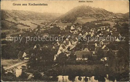 Kocherstetten Ortsblick und Schloss Stetten Kat. Kuenzelsau