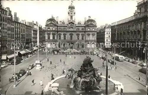 Lyon France Fontaine Bartholdi Place des Terreaux Hotel de Ville Kat. Lyon