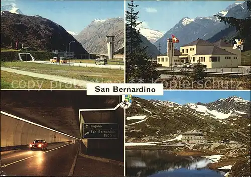 San Bernardino GR Gebirgspass Strassentunnel Passhoehe Berghotel Restaurant Bergsee Alpen Kat. Mesocco