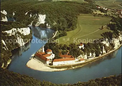 Kelheim Kloster Weltenburg mit Donaudurchbruch Fliegeraufnahme Kat. Kelheim Donau