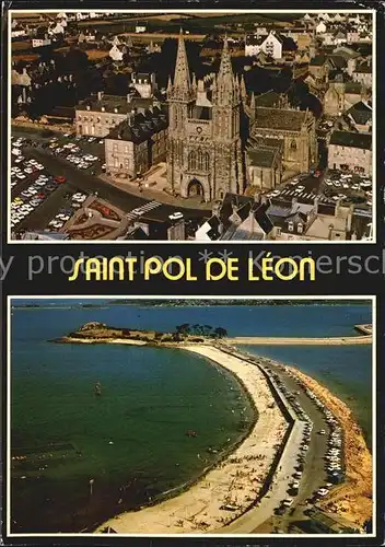 Saint Pol de Leon Cathedrale Plage Sainte Anne vue aerienne Collection Couleurs de Bretagne Kat. Saint Pol de Leon