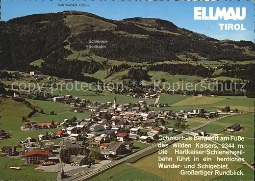 Ellmau Tirol Sommer und Wintererholungsort Bergdorf Fliegeraufnahme Kat. Ellmau