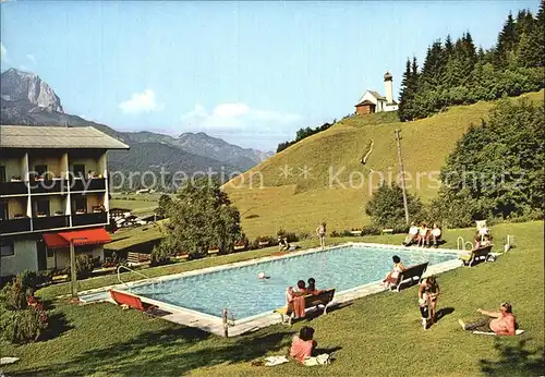 Ellmau Tirol Hotel Kaiserblick Swimming Pool Blick zum Kaisergebirge Kat. Ellmau