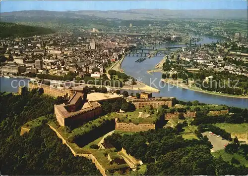 Koblenz Rhein Festung Ehrenbreitstein Deutsches Eck Mosel Fliegeraufnahme Kat. Koblenz