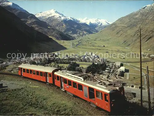 Andermatt mit Furka Oberalp Bahn Alpenpanorama Kat. Andermatt