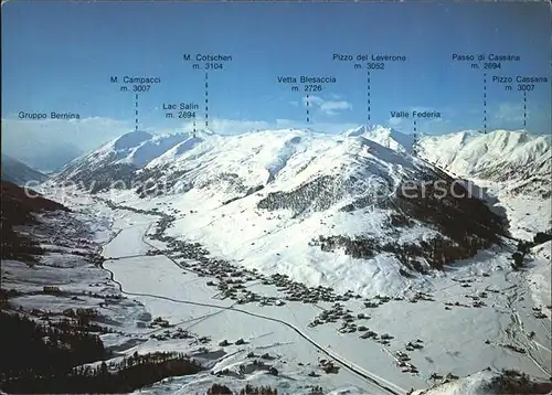 Livigno Veduta generale Alta Valtelina Alpenpanorama im Winter Kat. Livigno Sondrio