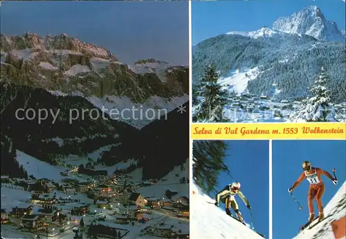 Wolkenstein Groeden Wintersportplatz Alpen Skirennfahrer Kat. Selva Val Gardena Tirol
