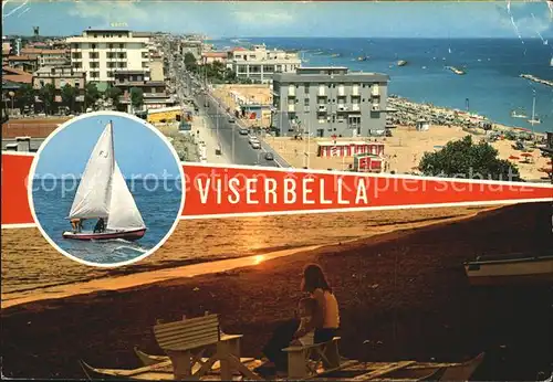 Viserbella di Rimini Panorama Strand Segeln Sonnenuntergang am Meer Kat. Rimini