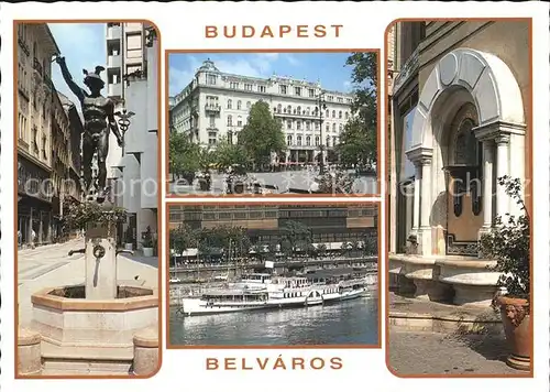 Budapest Belvaros Brunnen Platz Donau Dampfer Kat. Budapest