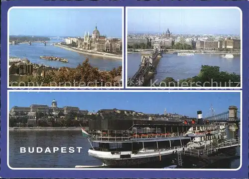 Budapest Blick ueber die Donau Kettenbruecke Dampfer Kat. Budapest