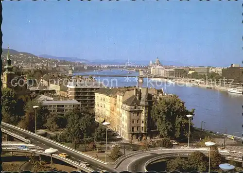 Budapest Panorama Blick ueber die Donau Kat. Budapest