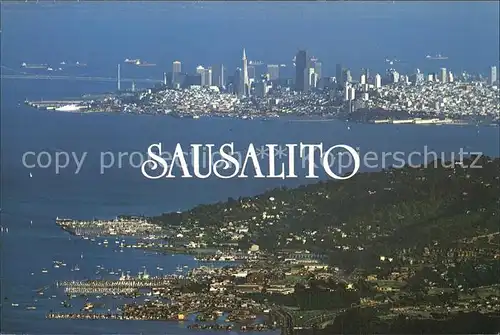 Sausalito Fliegeraufnahme mit Skyline von San Francisco Kat. Sausalito