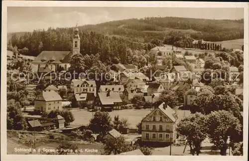 Schland Spree Partie an der Kirche Kat. Haehnichen