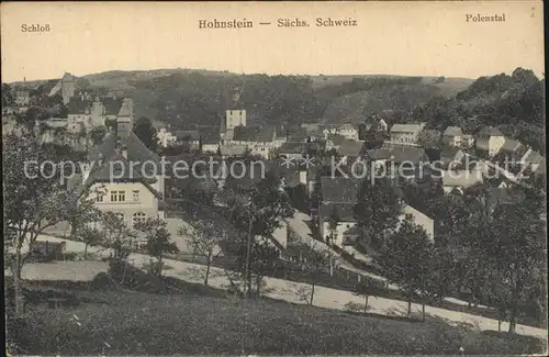 Hohnstein Saechsische Schweiz Ortsblick Schloss Polenztal Kat. Hohnstein