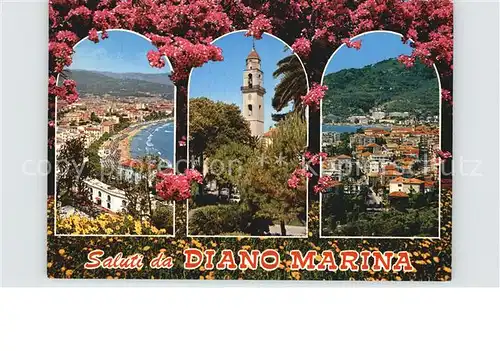 Diano Marina Teilansichten Kirche Strand Blumen Kat. Italien