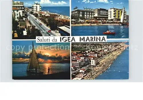 Igea Marina Uferstrasse Strand Hotels Segeln Sonnenuntergang am Meer Kat. Bellaria Igea Marina