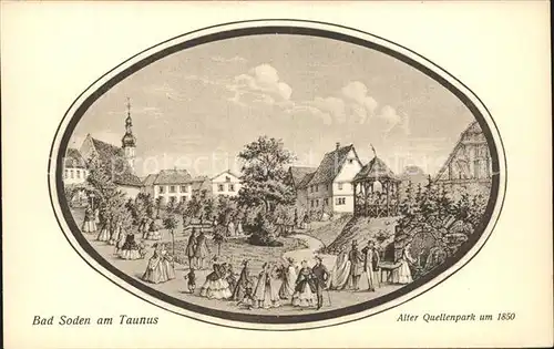 Bad Soden Taunus Ater Quellenpark um 1850 Kat. Bad Soden am Taunus