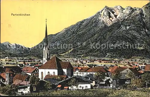 Partenkirchen Teilansicht mit Kirche Kat. Garmisch Partenkirchen
