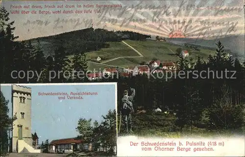 Pulsnitz Sachsen Schwedenstein Aussichtsturm Veranda Wanderer Sonnenaufgang Kat. Pulsnitz