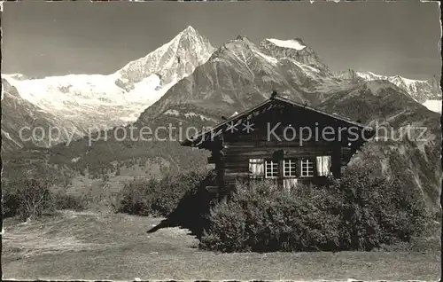 Zeneggen Berghaeuschen auf Unterhellelen Bietschhorn Berner Alpen Kat. Zeneggen